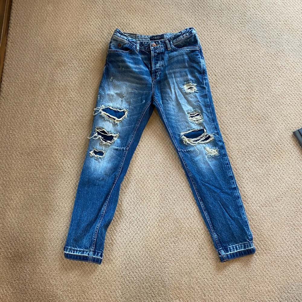 Distressed Maison Boyfriend Jeans - Worn Once.
